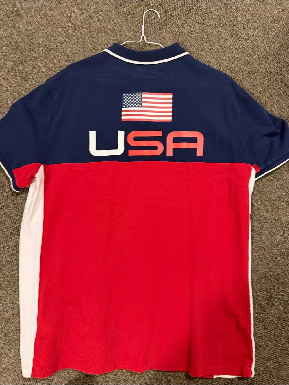 Ralph Lauren Navy Polo with Red Trim and White Accent